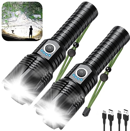 SKNSL Rechargeable Led Flashlights High Lumens - 50000 Lumens Brightest High Powered Flash Lights, Powerful Waterproof Zoomable Torch for Camping,Emergencies,Hunting 2