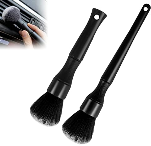 2 Pièces Brosse Nettoyage Voiture, Pinceau Nettoyage, Pinceau Detailing, Pinceaux Detailing Auto pour La Voiture Moto Roues de Nettoyage Automobile, Tableau de Bord, Intérieur, Extérieur, Cuir