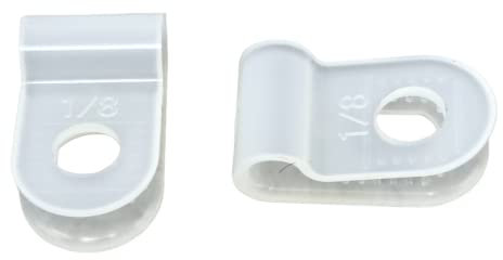 100 Pack of White Nylon P-Clips, Plastic Cable Clips, 3.1mm (1/8) Diameter