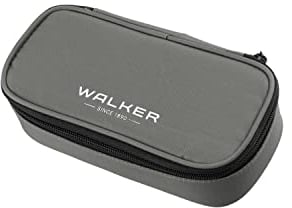 Walker 49113-375 - Schlamperbox Steel Grey, Federmappe mit geräumigem Hauptfach, doppelseitiger Trennwand mit 20 Stiftfächern, Zippfach und robustem Reißverschluss