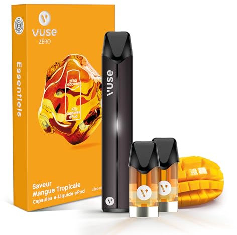 VUSE Cigarette Électronique Kit Complet - 1 Vuse Pro + 2 Capsules e-Liquide pour ePod – Recharge pour Cigarette Électronique - Saveur : Mangue