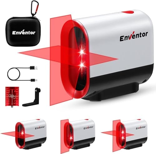 Enventor Livella Laser Autolivellante 35M, Livella Laser Rossa a Croce, 3 Modalità (Autolivellante, Manuale, a Impulsi), 360° Supporto Magnetico, IP54, Ricarica USB, Alta Visibilità e Precisione