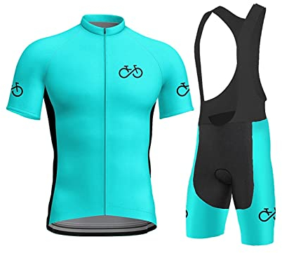 KAISUN Herren Radtrikot Set Fahrrad Rennrad Trikot Kurzarm mit 9D Gepolsterten Trägerhosen MTB Fahrradtrikot Atmungsaktiv und Schnell Trockend (Color : TYP-7, Size : XL)