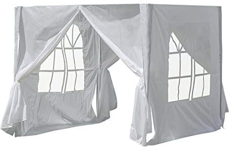 LEMROE Paneles laterales de 3 x 3 m resistentes al agua 210D de repuesto con cremalleras y ventanas transparentes para cenadores de jardín (blanco-3 x 3 m)