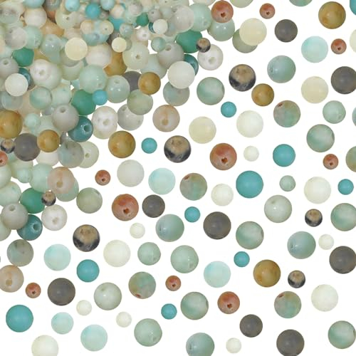 TOAOB 100 Stück 4mm bis 8mm Natürliche Amazonit Edelstein Perlen Runde Lose Perlen mit Loch zum Schmuck Basteln Auffädeln DIY Armband Halsketten Schmuckherstellung