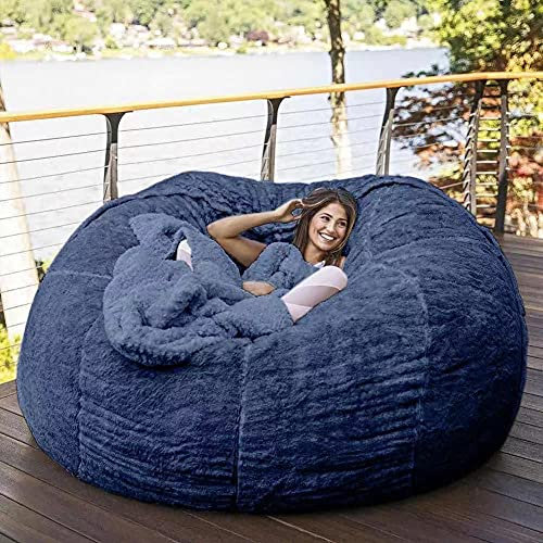 CalmGeek Startseite Schwamm Bett Sitzsack Stuhlbezug Schonbezug Doppelschlafzimmer Balkon Große Couch Runder weicher Flauschiger Bezug Keine Füllungen Nur Bezug