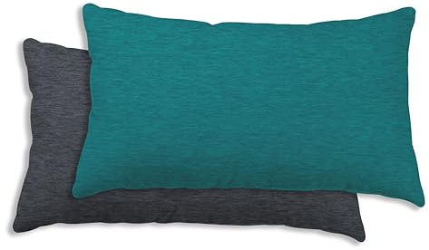 Winter Bettwäsche Biber Meliert Baumwolle Flanell Kuschelig Flauschig Warme Weiche Melange Modern, Größe:2er Pack 40x80 cm, Farbe:Petrol/anthrazit