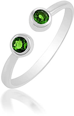 SILCASA Verstellbarer Bandring mit Chromdiopsid-Edelstein, 925er-Sterlingsilber, Modeschmuck, 59 (16,6)