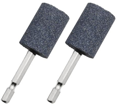 Ronyme 2 Pieces Grinding Wheel Head Drill Bits Grind Bit 6.35mm Polishing Grinding Hex Wheel Bit for Gems Machinery Bearings Metal, Cylindrical 79mm