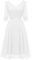 Dressystar Damen Hochzeitskleid A Linie Glitzer Kleid Damen Party Pailletten Schalärmel V-Ausschnitt Kurz Brautkleider Hochzeit Weiß XXL