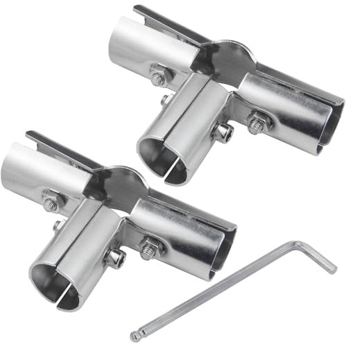 ZHSLDQ 2 Sets 1inch,4 way Pipe Clamp, 4-way Metal Connectors, for 4-Way Pipe Clamp end Rail Clamps (for 1 or 25MM OD, Silver)