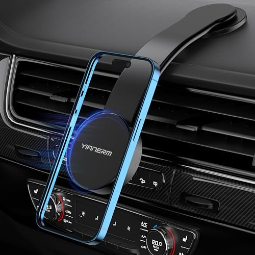 YIANERM Phone Mount for Mag-Safe,Phone Car Mount Holder with Sticky Adhesive Universal Magnetic Phone Holder for Car,Bendable Memory Alloy Car Cradle,Compatible with Mag-Safe Case & Smartphones(black)