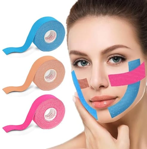 Reccisokz 3 Stück 2.5CM*5M Wrinkle patch Multifunktional Face Tape, Anti Wrinkle Plasters, Gesichtsstraffungsband, Gesichtslifting-Bandage, Gesicht Lift Aufkleber