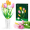 Tulpen Blumenstrauß Bausteine mit Vase, Spielzeug Pflanze Bonsai Blumen, Künstliche Botanical Geschenke Bauset set für Erwachsene und Kinder