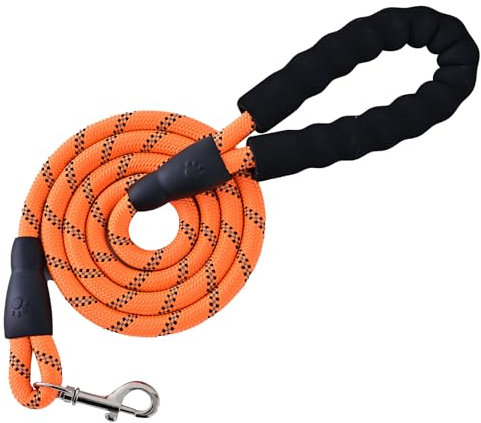 LZ.MZXU Rope Dog Lead 1.5 Meter Dog Leash with Comfortable Handle Highly Reflective Dog Rope Lead for Puppy, Medium and Large Dogs,ORANGE