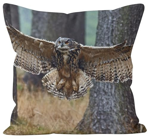 CEVAN Leinen Kissenbezüge Dekorativ Kissenbezug Orientalisch Eule Kissenbezüge Ethno Kissenhüllee Kissenbezüge Sofa Dekor 50x50cm,1Pcs