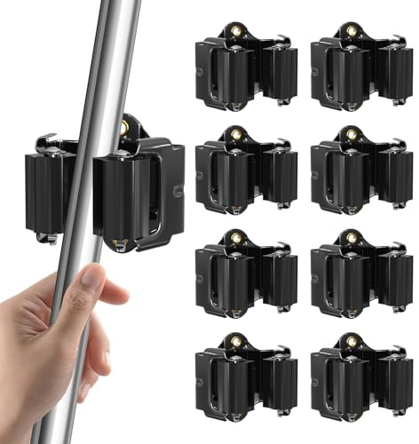 laofeei Wandhalterung Besen,Besenhalter,Besenhalterung Wand Edelstahl für Wischmopp, Besen, Schaufel, Werkzeuge Küche Zuhause Badezimmer Garage Haus,Garten,Gartengeräte,8(Schwarz)