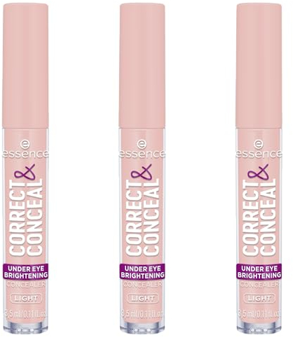 essence CORRECT & CONCEAL under eye brightening concealer, Nr. 10, Pink, aufhellend, farbkorrigierend, natürlich, für sensible Haut, vegan, ölfrei, ohne Parfüm, ohne Alkohol, 3er Pack (3x3.5ml)