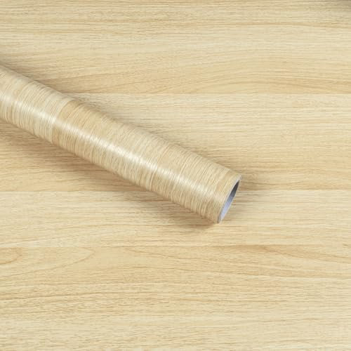 Abyssaly Carta Adesiva per Mobili Legno, Pellicola Adesiva per Mobili Marrone Chiaro, Carta da Parati Impermeabile PVC Rivestimento per Decorare Cucina Armadio 30cmX200cm
