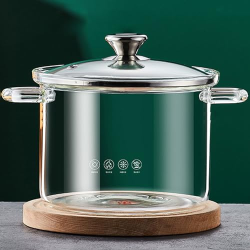 Serenitison Casserole en Verre,Résistant La Chaleur Borosilicate Verre Pot À Soupe,Casserole en Verre Induction,Facile à Nettoyer,Cuisson Visuelle,Convient pour Faire des Nouilles,Soupes,Salades