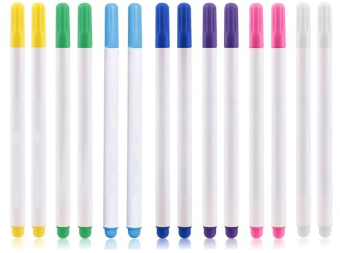 14 Stück Wasserlöslicher Folienstift, Folienstift Wasserlöslich, Trickmarker Nähen Markierungsstift Stoffstifte für Stoffe, Trickmarker selbstlöschend Nähstifte Set für Kleidung Schuhmaterialien Lede