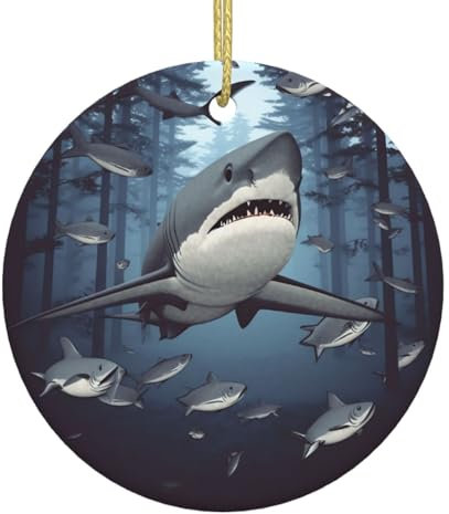 Christbaumschmuck, Lustiges Hai-Design Weihnachtsschmuck Mit Seil Christbaum Hängeornamente Hängende Ornamente Für Weihnachtsbäume Deko