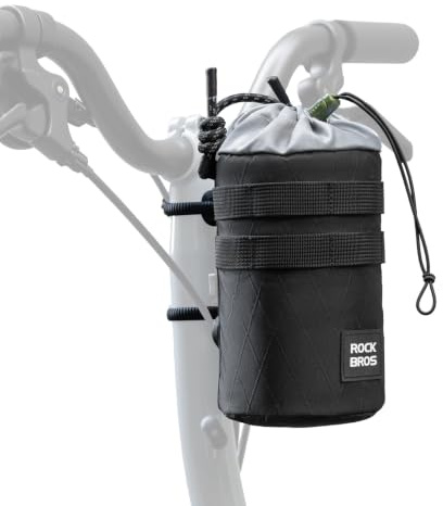 ROCKBROS Bikepacking & Feedbag Snack-Pack Food-Pouch 1.2 L, Fahrrad-Lenkertasche mit Thermofach für Trinkflasche, Montierbar am Front Tube oder Sattelstütze, mit Schultergurt für Scooter & Roller