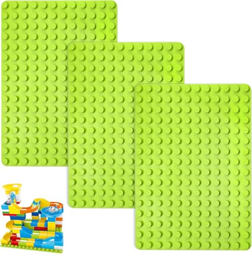 SGQTGIMU Set de 3 Placas 25 X 19 CM Base Clásicas de Bloques Grandes,Duplo Base de Construcción, Compatible con Todas las Grandes Marcas – Para Construcción Creativa y Juguetes Educativos, Color Verde