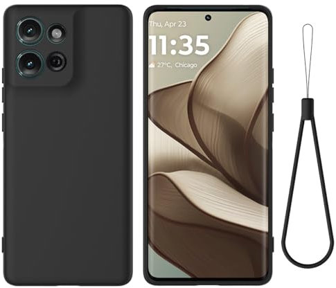 Coque arrière pour smartphone Coque compatible avec Motorola Moto G 5G (2025), fine et résistante aux rayures, en TPU souple, protection complète de l'appareil photo, couleur unie, avec bracelet Ensem