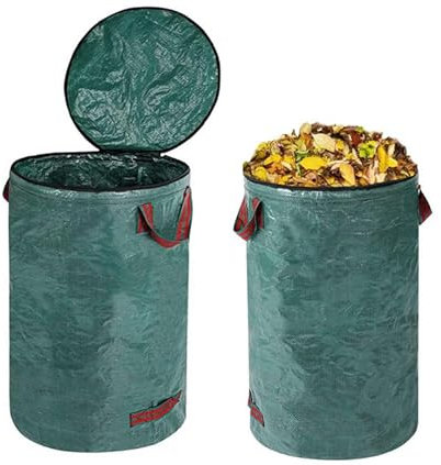 Hitopin Sacos de Jardín, 2 x 120L Bolsas de Jardín, Bolsas de Basura Sacos De Jardín, Bolsas para Desechos de Jardín, Bolso de Residuos de Jardín con Tapa, para Residuos de Jardín, Hojas Secas (Verde)