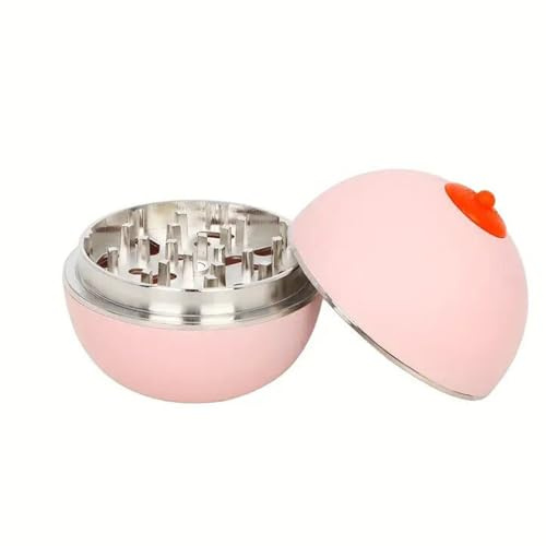 UAOGPLK 2,48 Zoll Gewürzmühle, Pink, 3-Lagige Kräutermühle Mit Messerscharfen Zähnen, Sphärische Mühle Aus Zinklegierung, Handbuch Für Den Küchengebrauch