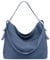 Caspar große Vintage Leder Schultertasche lässige Damen Handtasche aus Wildleder mit Reißverschluss - PREMIUM LINE - Modell No.816 - Made in Italy, Farbe:jeans blau