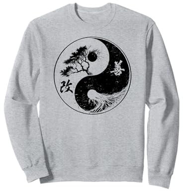 Yoga Yin Yang Bonsai Albero Della Vita Kaizen Giapponese Kanji Zen Felpa