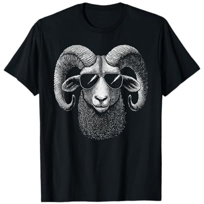 Retro Ram in Sonnenbrille Herren Damen Kinder Neuheit Lustig Ram T-Shirt
