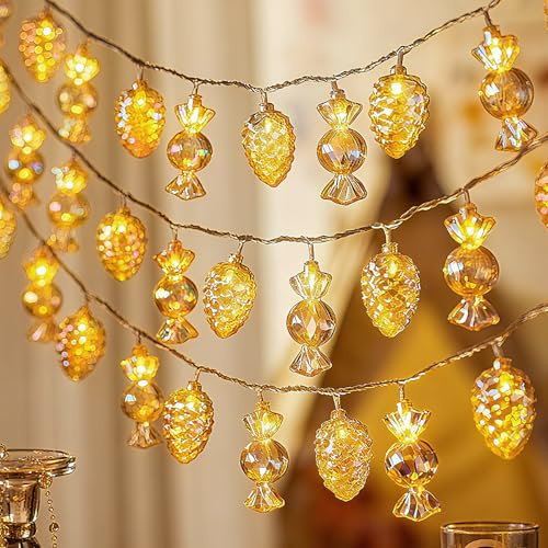 JINGTOPS Lichterkette Außen Batterie 3m Weihnachtsbeleuchtung Innen,Tannenzapfen Lichterkette Kinderzimmer Kurz,Weihnachtsbeleuchtung Balkon Lichterketten Für Außen & Innen Sternenlichterkette