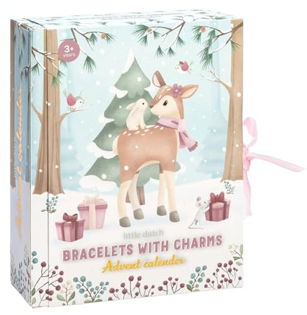 Little Dutch Adventskalender Weihnachtskalender Spielzeugadventskalender Armband Bastelset Schmuck für Mädchen ab 3 Jahren - Fairy Garden Rosa