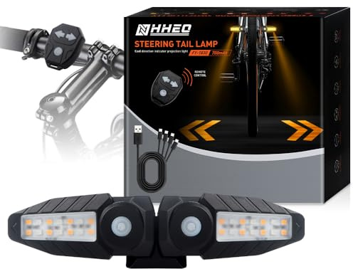 NHHEO Luce Posteriore Bici con Indicatore di Direzione Ultra Luminoso, 5 modalità-Allarme Acustico Wireless Fanale Posteriore Bicicletta 30 LED IPX4 Impermeabile Ricaricabile USB Luci Bici