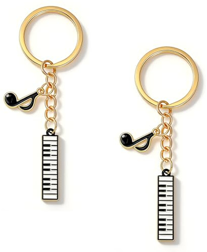 Schlüsselanhänger mit Noten & Klaviertasten, Der Glücksbringer für Musikliebhaber, Ideal als Personalisiertes Geschenk für Frauen, zur Einschulung, zu Weihnachten Oder als Geburtstagsgeschenk