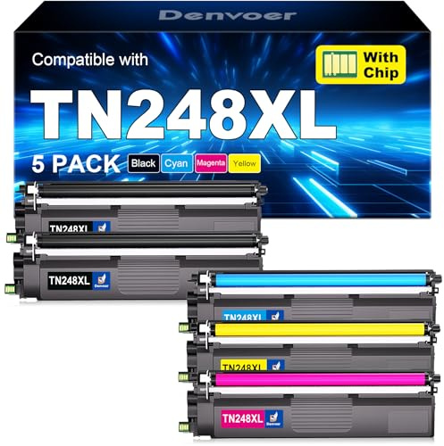 TN248XL TN248 MFC-L3760CDW MFC-L3740CDW DCP-L3560CDW Toner 5-Pack | Kompatibel für Brother TN 248XL MFC-L3740CDWE DCP-L3560CDW DCP-L3520CDW DCP-L3520CDWE MFC-L8390CDW HL-L3240CDW HL-L3220CWE