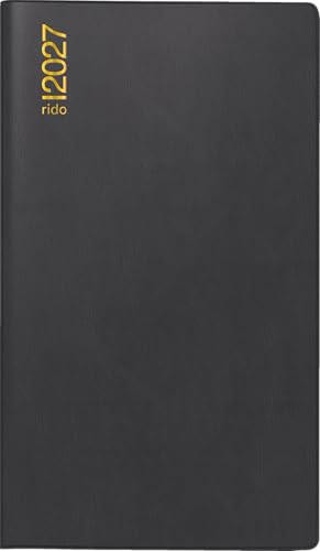 rido/idé 7012112907 Taschenkalender Mod. TM 15 2027 A6, Kunststoff, schwarz