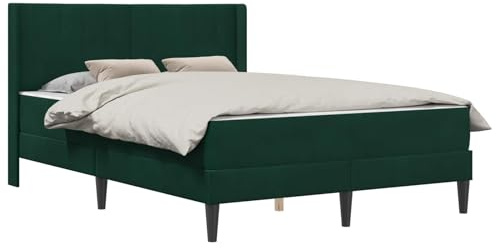 vidaXL Bettrahmen mit Matratze Dunkelgrün 140 x 200 cm Samt, Modernes Schlafzimmermöbel, Rechteckiges Bettgestell, Moderner Samt, Komfortable plüschige Matratze, Elegantes Design