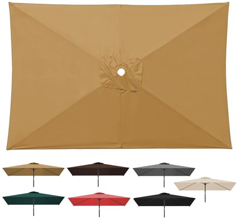 ESOYAWE 2x3m Auvent Housse De Rechange Pour Parasol Terrasse 6 Baleines, Rechange Toile De Parasol Jardin, Rectangulaire, Dessus De Parapluie Protection UV 50+, Tissus Pare-soleil Imperméable