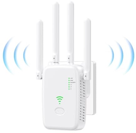 Répéteur WiFi Puissant 300Mbps,Amplificateur de Signal WiFi avec 4 Antennes, Mode AP/Repeater/Routeur,Port Ethernet,pour la Maison et Le Bureau, Installation Facile