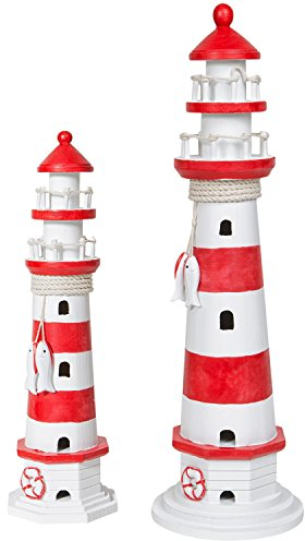mare-me Leuchtturm, rot-Weiss, 41 cm