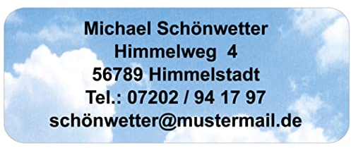 Adress-Etiketten - Adress-Aufkleber Himmel mit Ihrem Wunschtext, 160 Stück, ca. 56 x 23 mm, für 1 bis 5 Zeilen Text