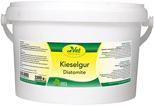 cdVet Naturprodukte Kieselgur 1,5 kg - Hund, Katze, Vogel, Kleintiere - Trockenhilfsstoff - Feuchtigkeitsbindend - bindet Floh + Milbenkot - Stallhygiene - Stallklima - 100% Natur - Kieselalgen -