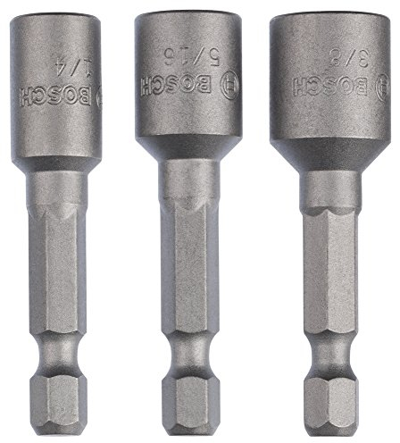 Bosch Home and Garden Pro 3tlg. Steckschlüssel-Set für Sechskantschrauben (Schlüsselweite: 1/4, 3/8, 5/16; Länge: 50 mm), 2608551077