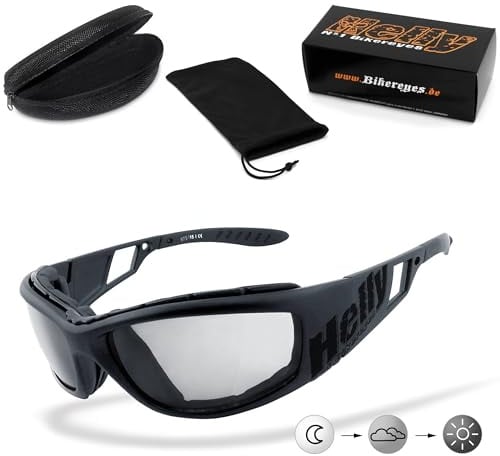 HELLY® - No.1 Bikereyes® | Bikerbrille, Motorradbrille, Motorrad Sonnenbrille | winddicht, gepolstert, beschlagfrei, bruchsicher | Brille (selbsttönend [575])