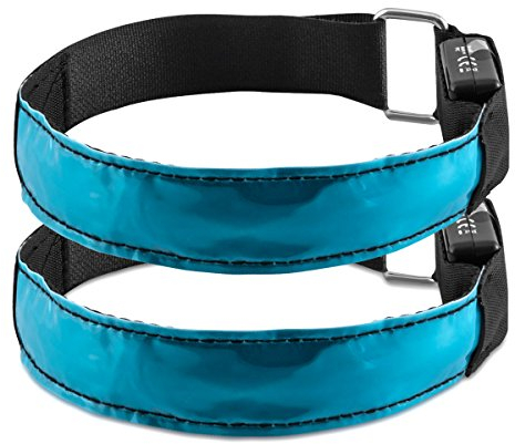 kwmobile 2X LED Leucht Armband - XL Sicherheitsband für Outdoor Sport Joggen Hundehalsband helles Blinklicht reflektierend bei Dunkelheit - blau