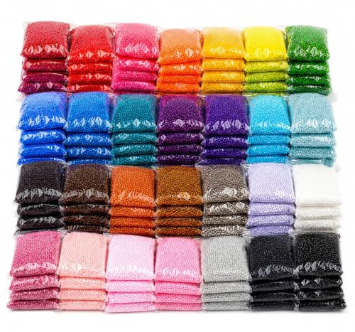 Perlin Rocailles Glasperlen 2 mm 11/0 1 kg 50 Farben 68000 Stück | Saatperlen aus Glas für Schmuckherstellung Perlenweben DIY Basteln Auffädeln große Farbauswahl Rundperlen